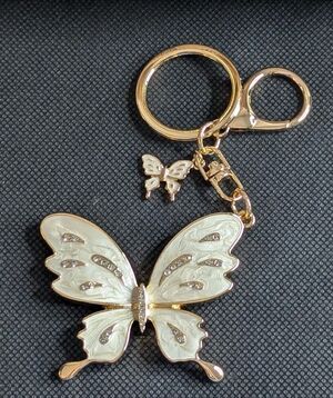 Off Park Crystal Butterfly Keychain or Bag Charm - Gold Tone, Bling